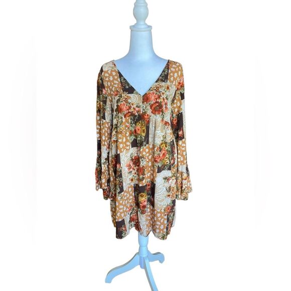 Andree By Unit Savanna Jane Floral Patchwork Babydoll Dress Womens Size Small - Picture 3 of 12